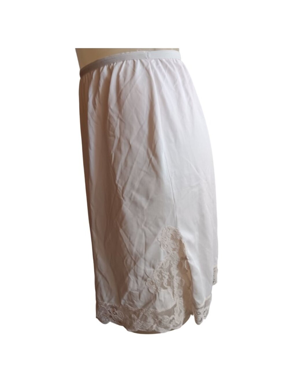 Half Slip Vintage Women's Medium White Lace Hem 1970's Ivory-Cream Goth Skirt